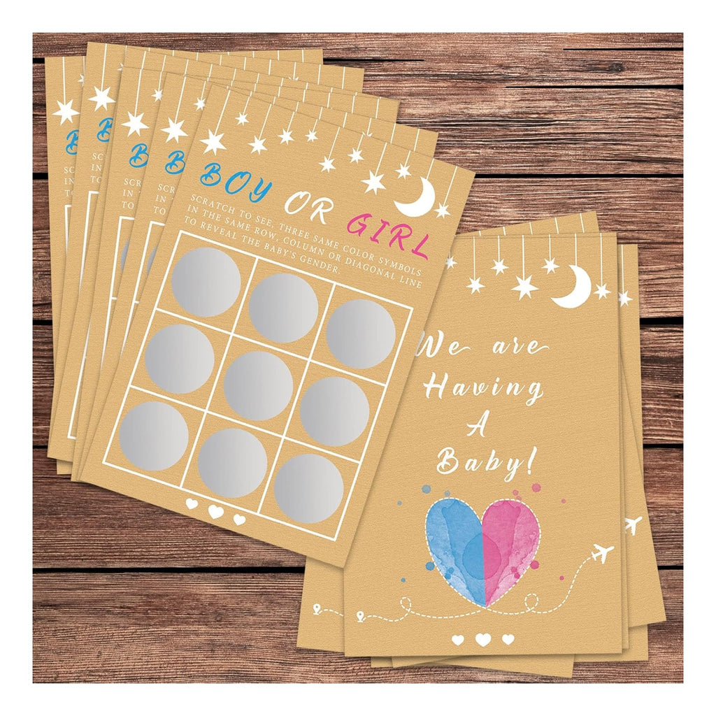 Its a Girl Tic Tac Toe Board Gender Reveal Scratch Off Scratcher Lottery Tickets Cards Double Sided Gender Announcement Cards Family Friends Baby Shower Game 25 Pack