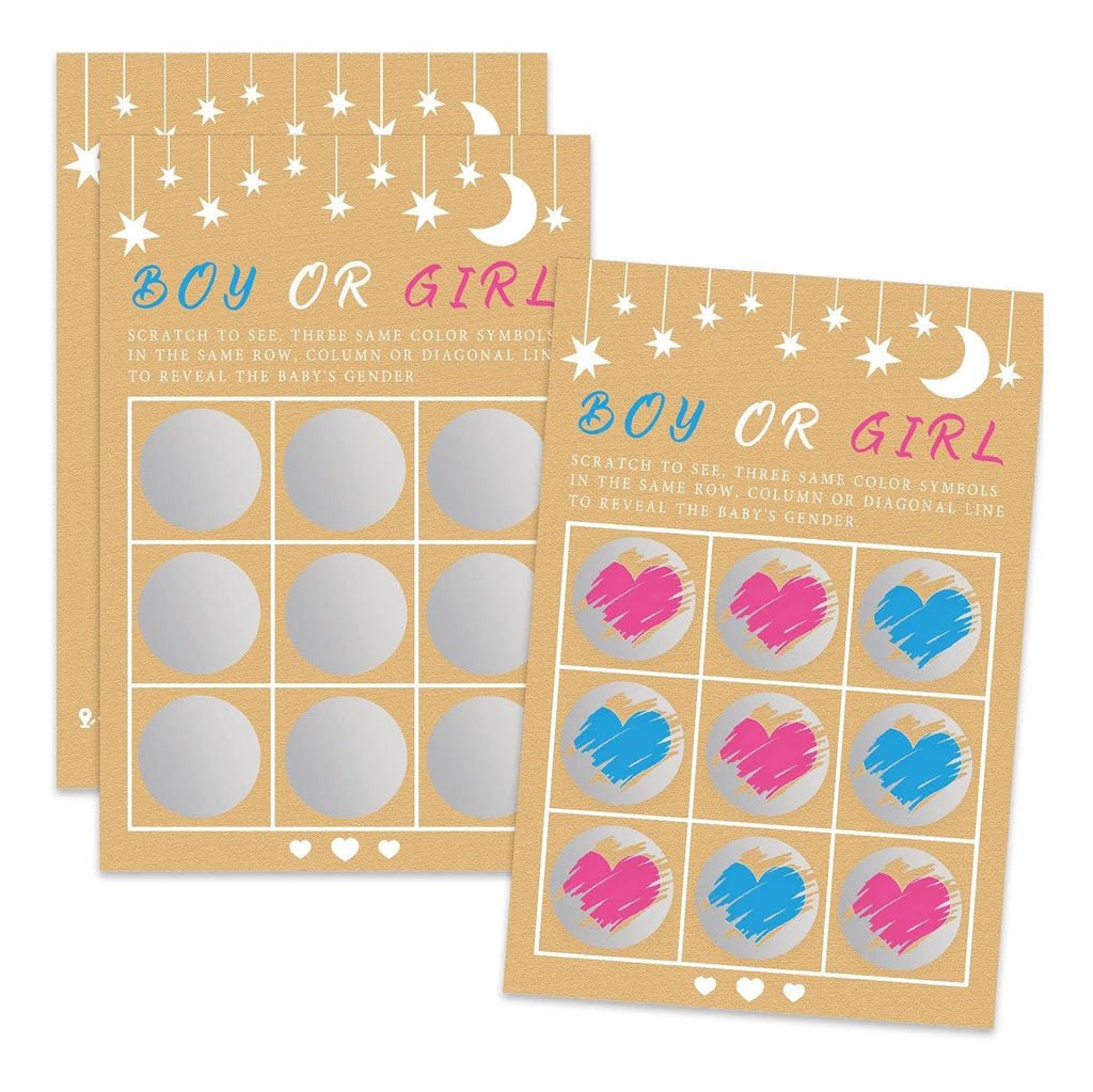 Its a Girl Tic Tac Toe Board Gender Reveal Scratch Off Scratcher Lottery Tickets Cards Double Sided Gender Announcement Cards Family Friends Baby Shower Game 25 Pack