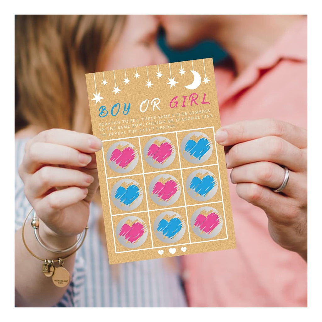Its a Girl Tic Tac Toe Board Gender Reveal Scratch Off Scratcher Lottery Tickets Cards Double Sided Gender Announcement Cards Family Friends Baby Shower Game 25 Pack