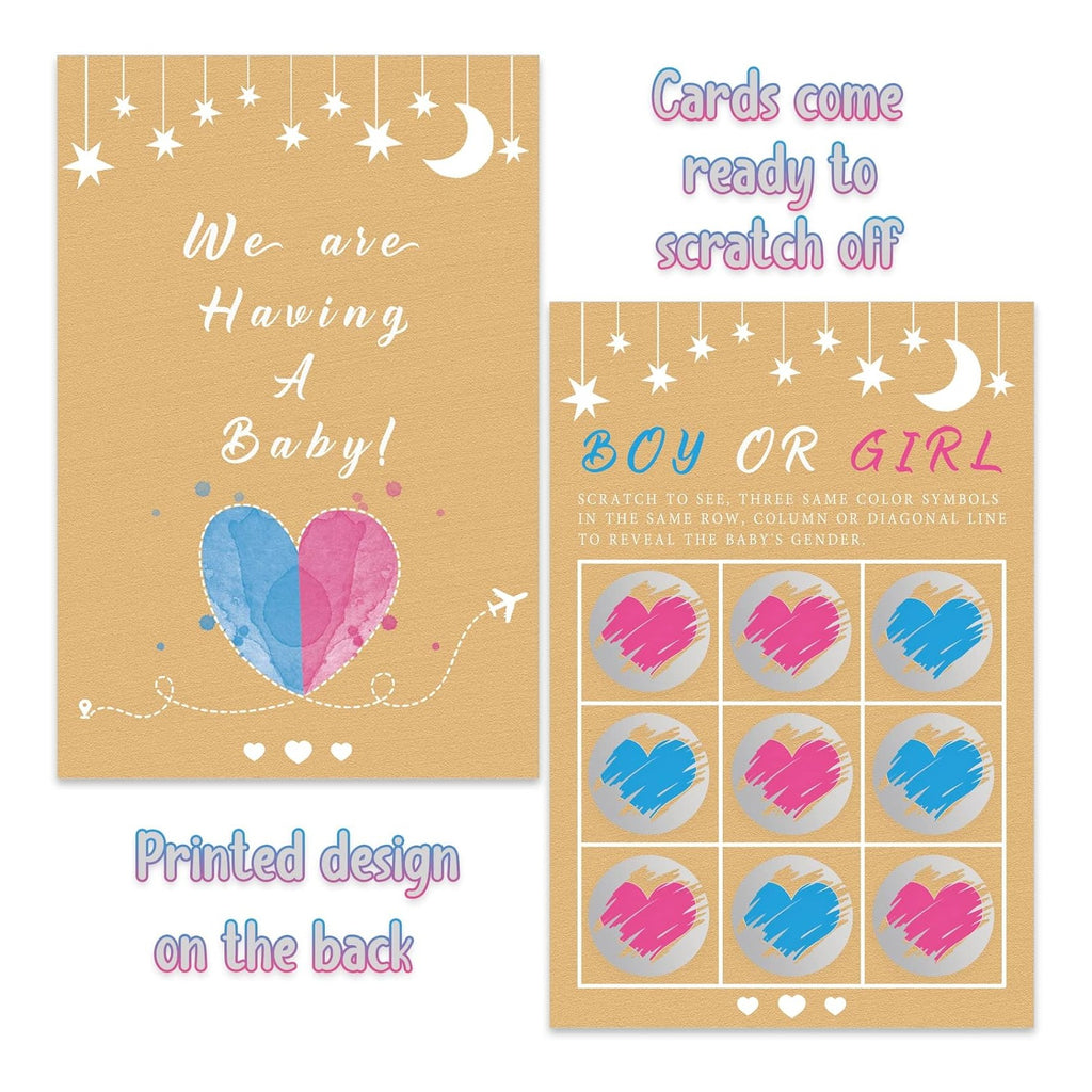 Its a Girl Tic Tac Toe Board Gender Reveal Scratch Off Scratcher Lottery Tickets Cards Double Sided Gender Announcement Cards Family Friends Baby Shower Game 25 Pack