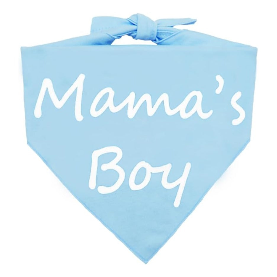 Mom’s Boy Dog Bandana Gender Reveal Pets Bandana Reversible Triangle Dogs Scarf Photo Prop Blue