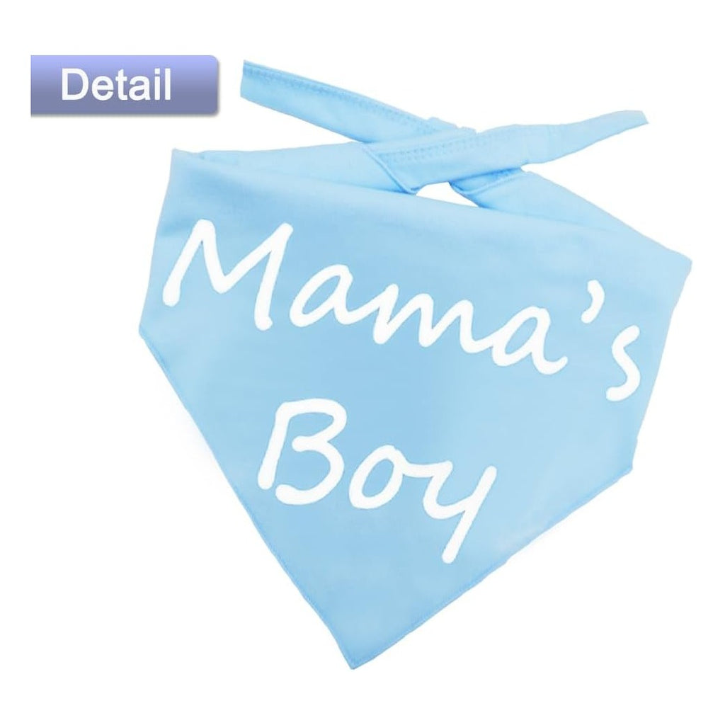Mom’s Boy Dog Bandana Gender Reveal Pets Bandana Reversible Triangle Dogs Scarf Photo Prop Blue