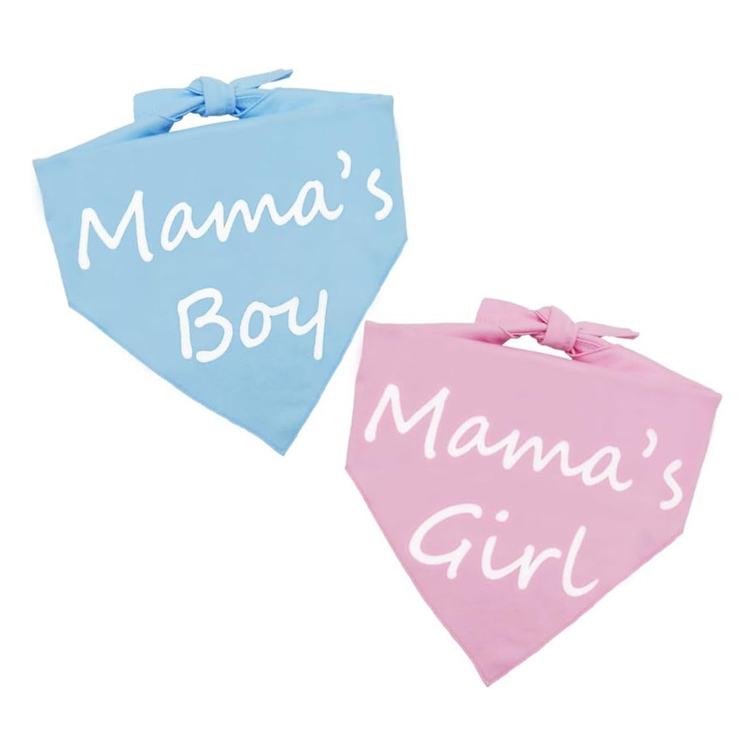 2 Pack Mother's Day Dog Bandana - Mom’s Boy & Girl Gender Reveal Pets Bandana Reversible Triangle Dogs Scarf Photo Prop Blue and Pink