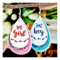 Gender Reveal Earrings Glitter Acrylic Blue Pink Dress Earrings for Gender Reveal Pregnancy Announcement Baby Shower Party