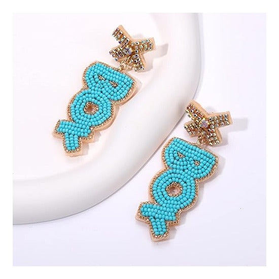 Baby Shower Earrings Beaded Boy Girl Gender Reveal Earrings Pregnancy Announcement Mom Mama to Be Gifts for Women