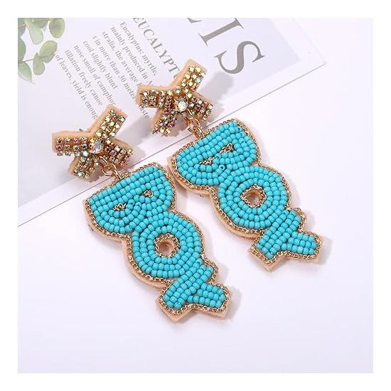 Baby Shower Earrings Beaded Boy Girl Gender Reveal Earrings Pregnancy Announcement Mom Mama to Be Gifts for Women