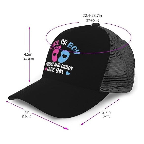 Gender Reveal Party Decorations,Baby Shower Trucker Adjustable hat,Boy or Girl Pregnancy Announcement Gifts idea