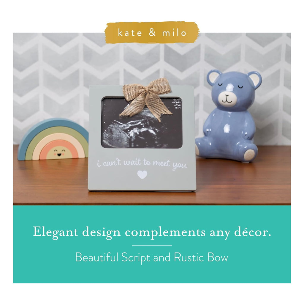 I Can’t Wait to Meet You Sonogram Picture Frame, Pregnancy Announcement Keepsake and Ultrasound Photo Display, Nursery Décor Baby Gift, Gray