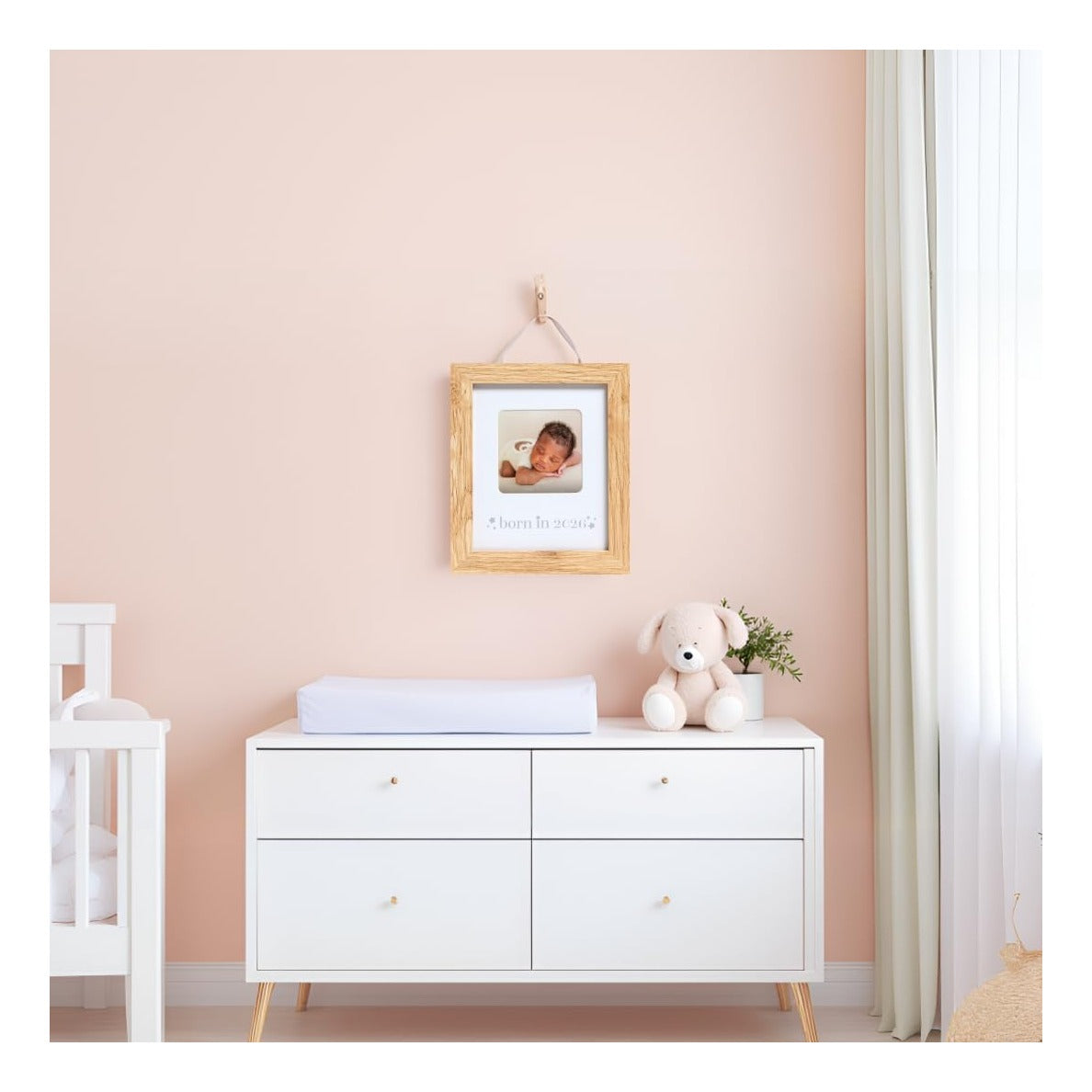 Born in 2026 Baby Picture Frame – Wooden Nursery Keepsake with 3 x 3 Photo Insert, Gender Neutral Newborn Gift & Baby Announcement Décor