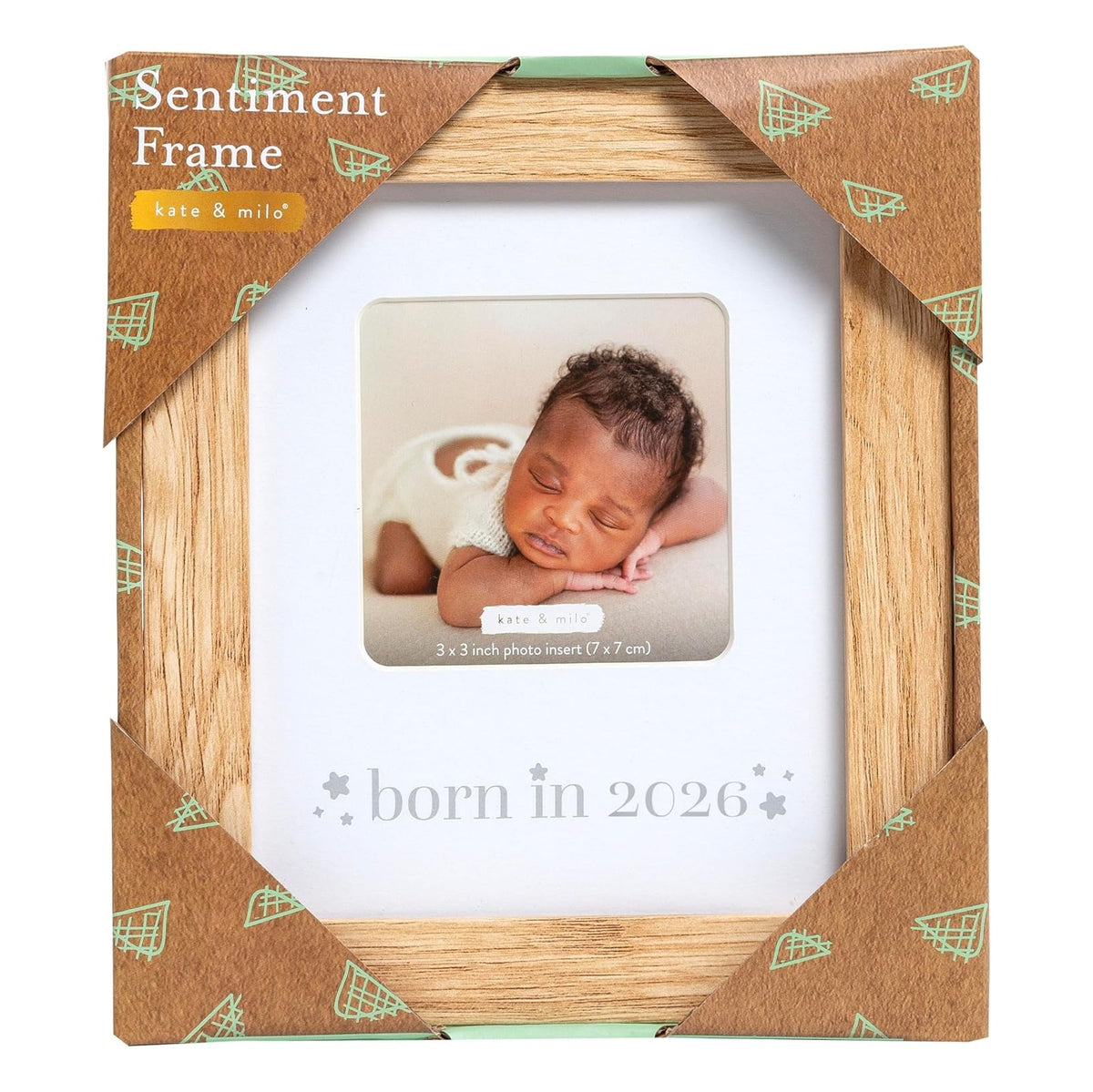 Born in 2026 Baby Picture Frame – Wooden Nursery Keepsake with 3 x 3 Photo Insert, Gender Neutral Newborn Gift & Baby Announcement Décor