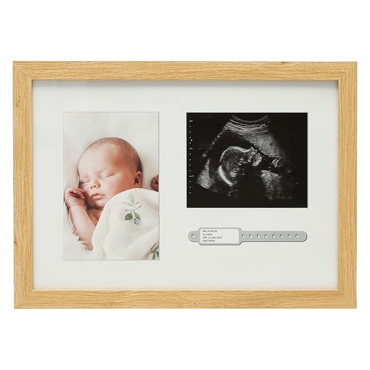 Born in 2026 Baby Picture Frame – Wooden Nursery Keepsake with 3 x 3 Photo Insert, Gender Neutral Newborn Gift & Baby Announcement Décor