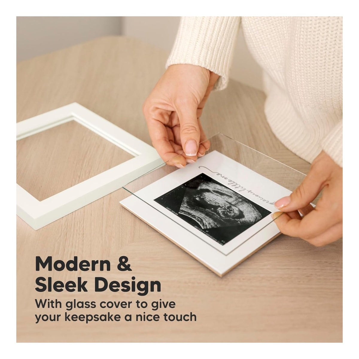 Baby Sonogram Picture Frame - Modern Ultrasound Picture Frames for Mom to Be, First Pregnancy Gifts for Expecting Mom & First Time Dad, Baby Gender Reveal Gifts