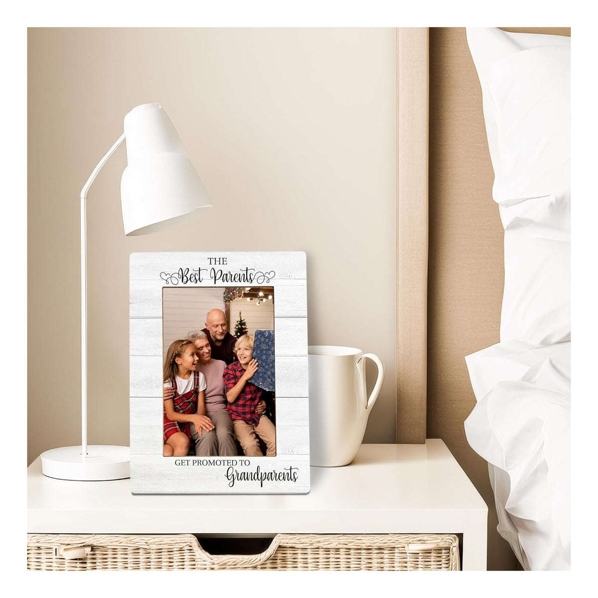 Grandparents Gifts Picture Frame, Mother's Day Gifts for Grandparents Grandma, Pregnancy Announcement Photo Frame 4X6, The Best Parents Wooden Photo Picture Frames For Desk Tabletop Decor