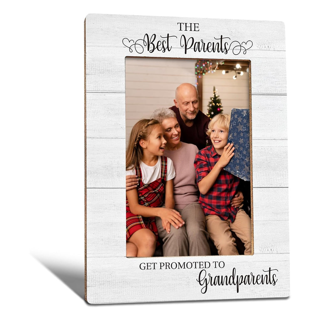 Grandparents Gifts Picture Frame, Mother's Day Gifts for Grandparents Grandma, Pregnancy Announcement Photo Frame 4X6, The Best Parents Wooden Photo Picture Frames For Desk Tabletop Decor