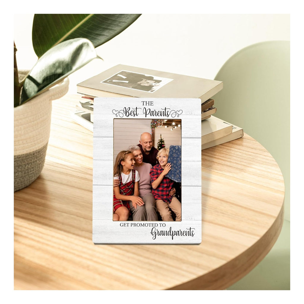 Grandparents Gifts Picture Frame, Mother's Day Gifts for Grandparents Grandma, Pregnancy Announcement Photo Frame 4X6, The Best Parents Wooden Photo Picture Frames For Desk Tabletop Decor