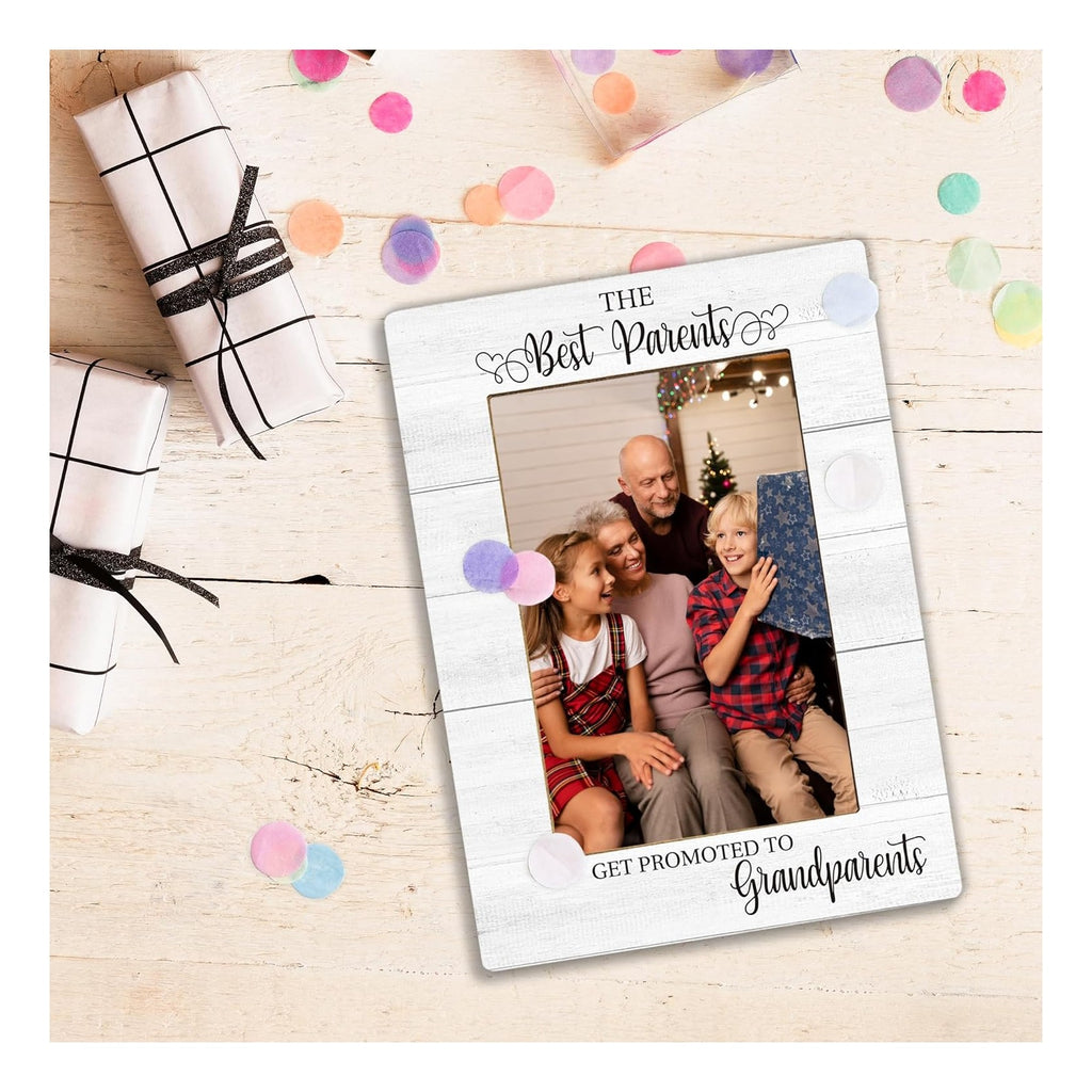 Grandparents Gifts Picture Frame, Mother's Day Gifts for Grandparents Grandma, Pregnancy Announcement Photo Frame 4X6, The Best Parents Wooden Photo Picture Frames For Desk Tabletop Decor