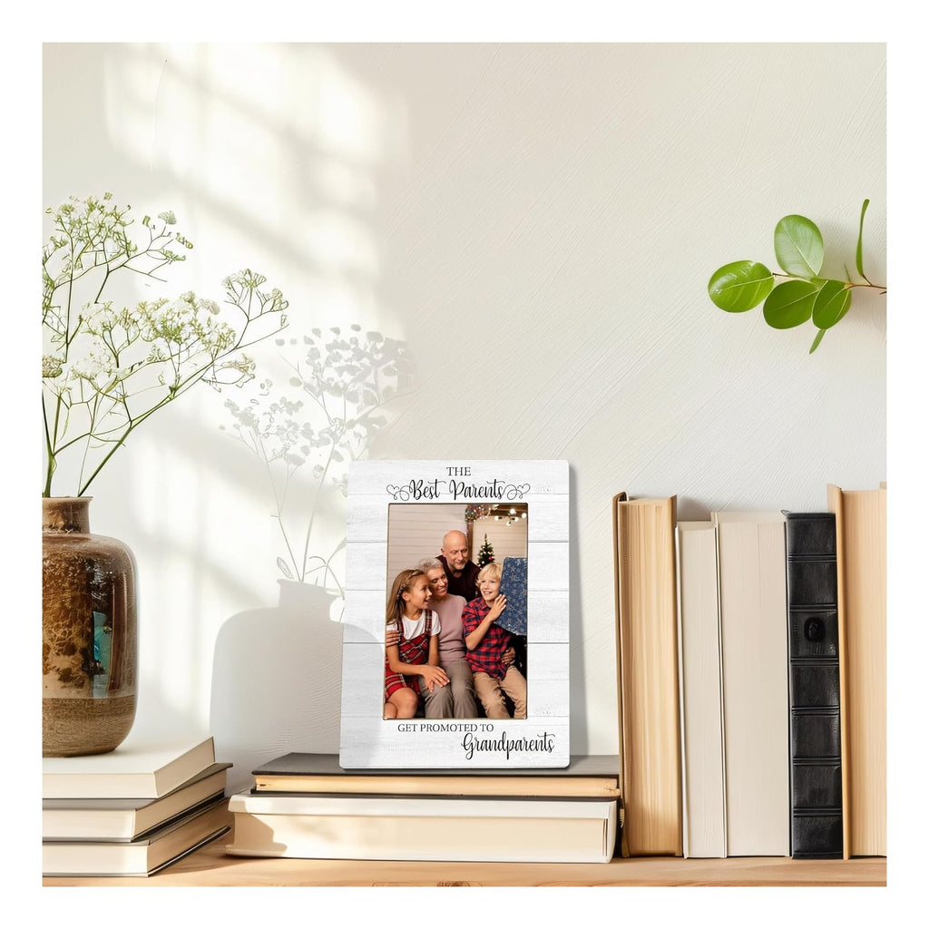 Grandparents Gifts Picture Frame, Mother's Day Gifts for Grandparents Grandma, Pregnancy Announcement Photo Frame 4X6, The Best Parents Wooden Photo Picture Frames For Desk Tabletop Decor