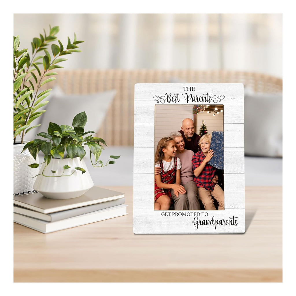 Grandparents Gifts Picture Frame, Mother's Day Gifts for Grandparents Grandma, Pregnancy Announcement Photo Frame 4X6, The Best Parents Wooden Photo Picture Frames For Desk Tabletop Decor