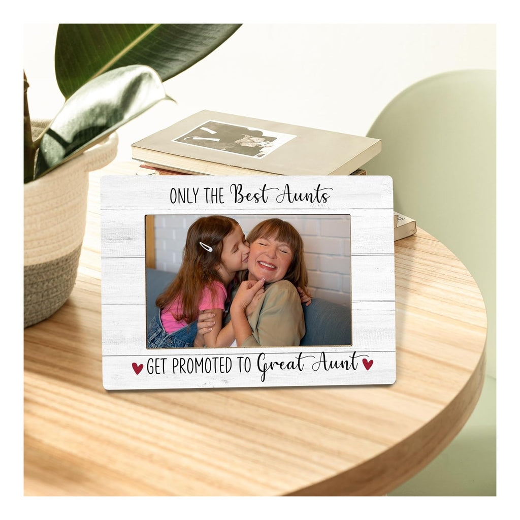Aunt Picture Frame, Mother's Day Gifts for Aunts Great Aunt, Pregnancy Announcement Photo Frame 4X6, Promoted to Great Aunt Mothers Day Wooden Photo Picture Frames for Desk Tabletop Decor