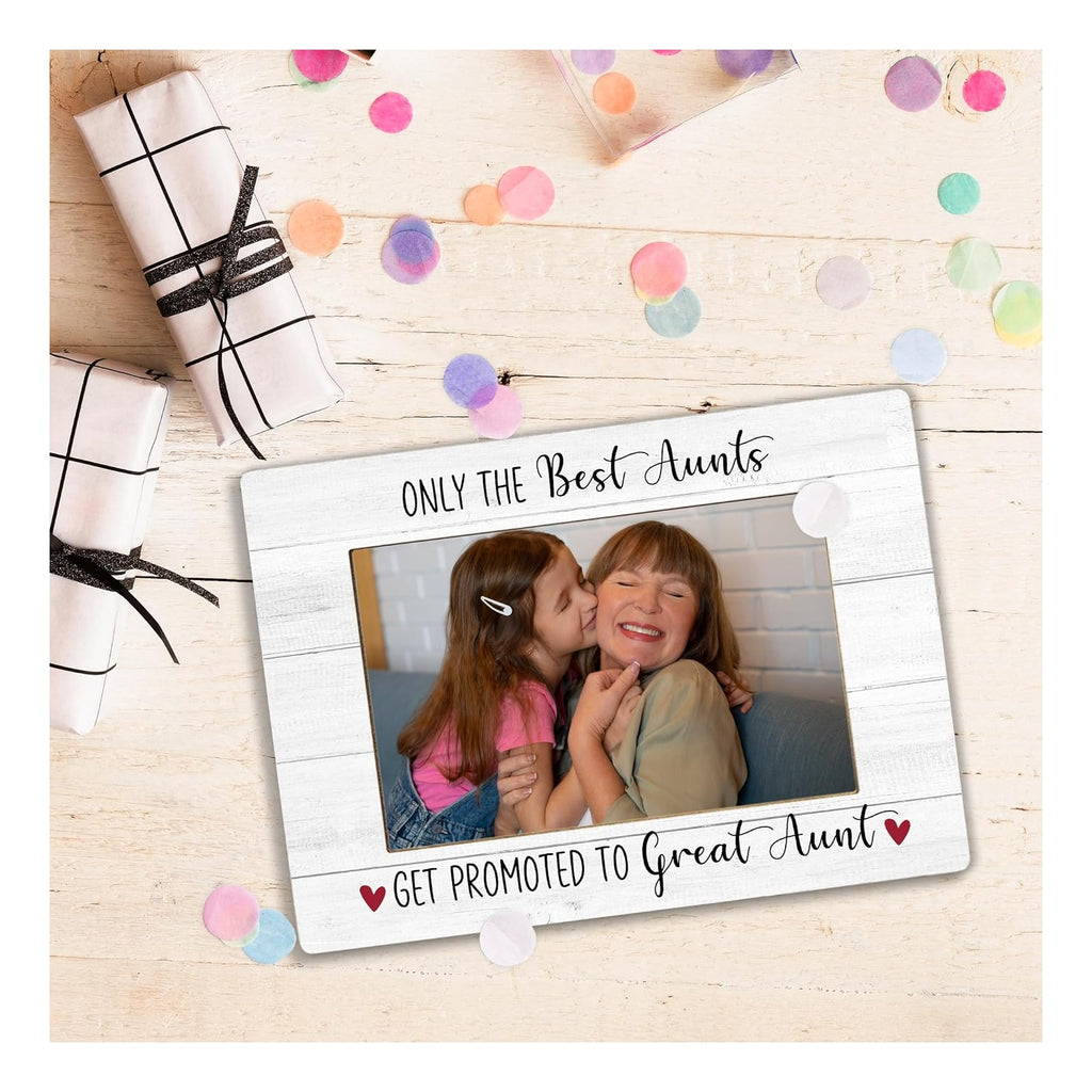 Aunt Picture Frame, Mother's Day Gifts for Aunts Great Aunt, Pregnancy Announcement Photo Frame 4X6, Promoted to Great Aunt Mothers Day Wooden Photo Picture Frames for Desk Tabletop Decor