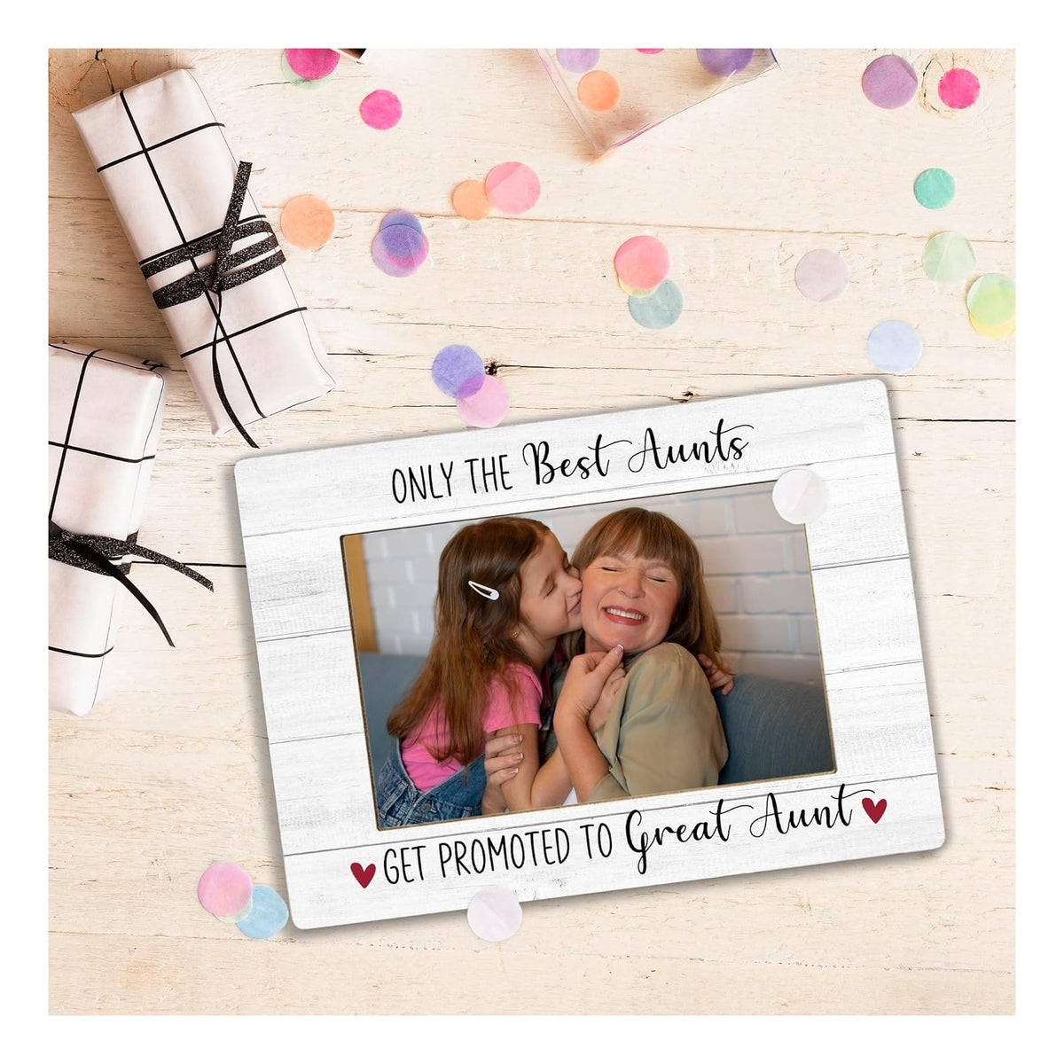 Aunt Picture Frame, Mother's Day Gifts for Aunts Great Aunt, Pregnancy Announcement Photo Frame 4X6, Promoted to Great Aunt Mothers Day Wooden Photo Picture Frames for Desk Tabletop Decor