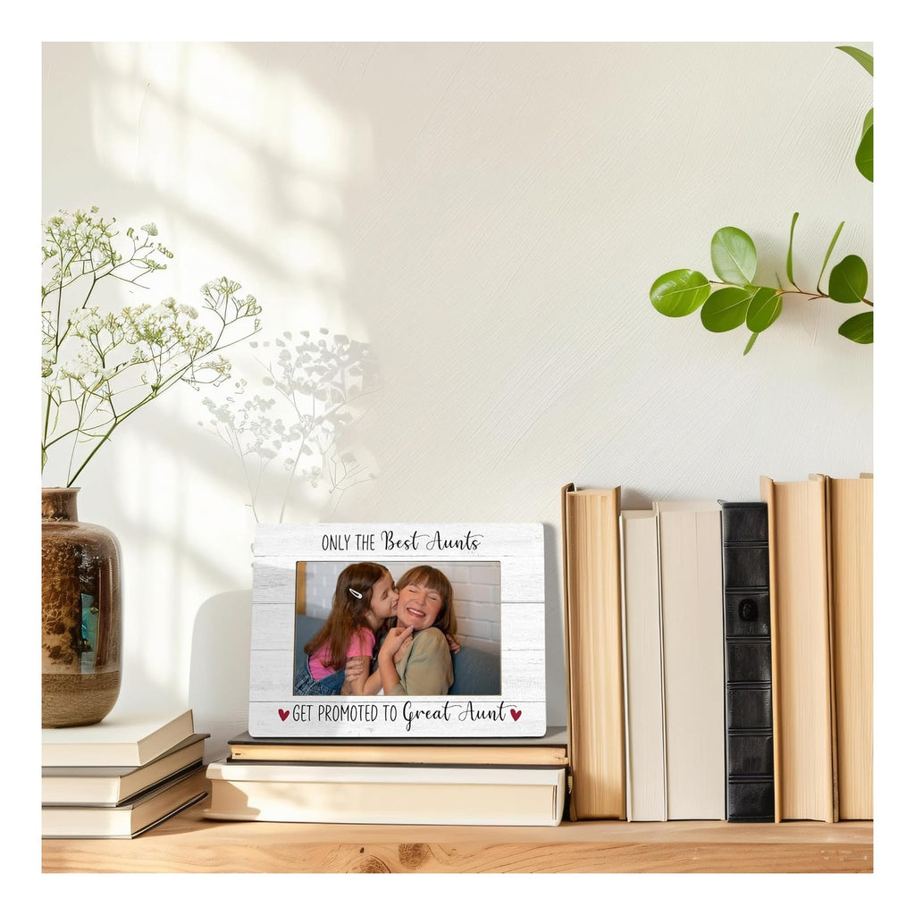 Aunt Picture Frame, Mother's Day Gifts for Aunts Great Aunt, Pregnancy Announcement Photo Frame 4X6, Promoted to Great Aunt Mothers Day Wooden Photo Picture Frames for Desk Tabletop Decor