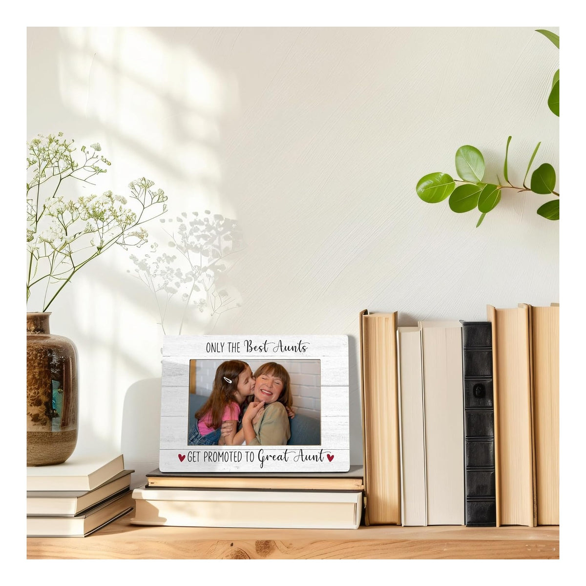 Aunt Picture Frame, Mother's Day Gifts for Aunts Great Aunt, Pregnancy Announcement Photo Frame 4X6, Promoted to Great Aunt Mothers Day Wooden Photo Picture Frames for Desk Tabletop Decor