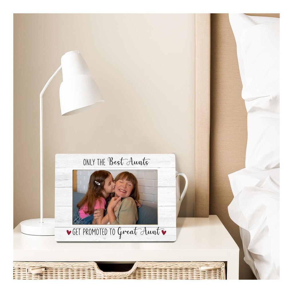 Aunt Picture Frame, Mother's Day Gifts for Aunts Great Aunt, Pregnancy Announcement Photo Frame 4X6, Promoted to Great Aunt Mothers Day Wooden Photo Picture Frames for Desk Tabletop Decor