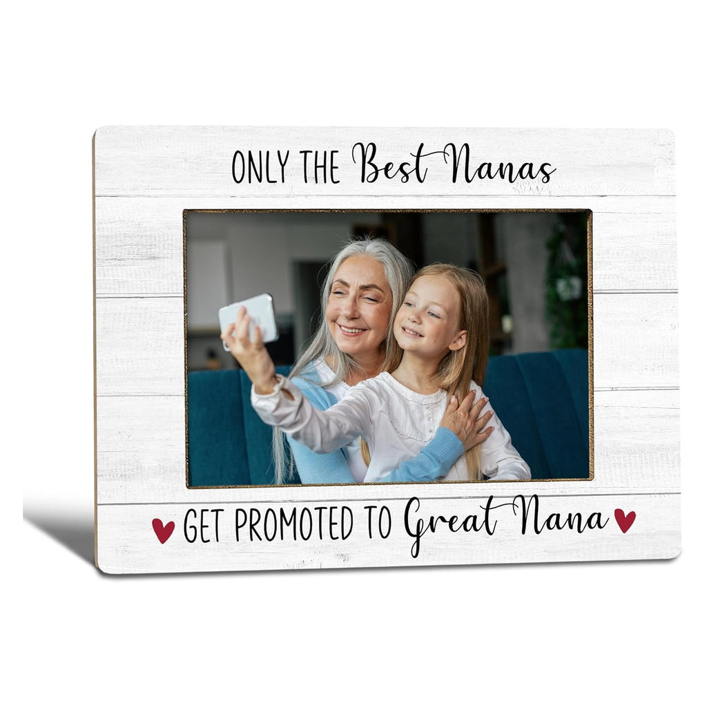 Nana Picture Frame, Mother's Day Gifts for Great Nana, Pregnancy Announcement Photo Frame 4X6, Promoted to Great Nana Mothers Day Wooden Photo Picture Frames for Desk Tabletop Decor
