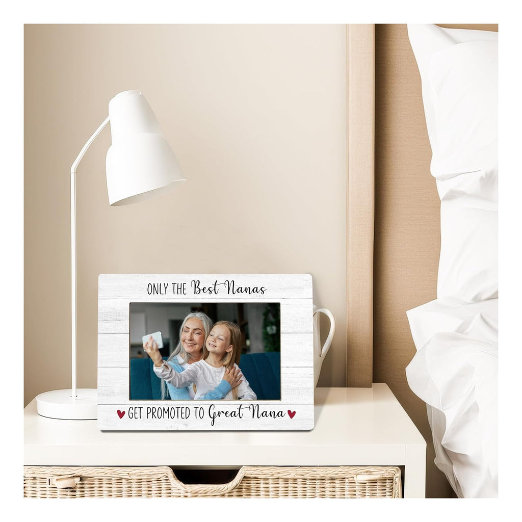 Nana Picture Frame, Mother's Day Gifts for Great Nana, Pregnancy Announcement Photo Frame 4X6, Promoted to Great Nana Mothers Day Wooden Photo Picture Frames for Desk Tabletop Decor
