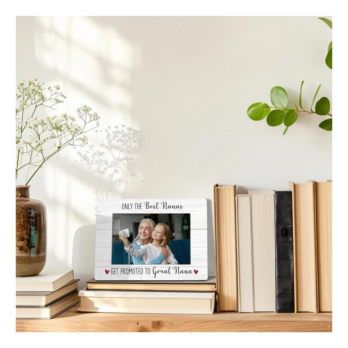 Nana Picture Frame, Mother's Day Gifts for Great Nana, Pregnancy Announcement Photo Frame 4X6, Promoted to Great Nana Mothers Day Wooden Photo Picture Frames for Desk Tabletop Decor