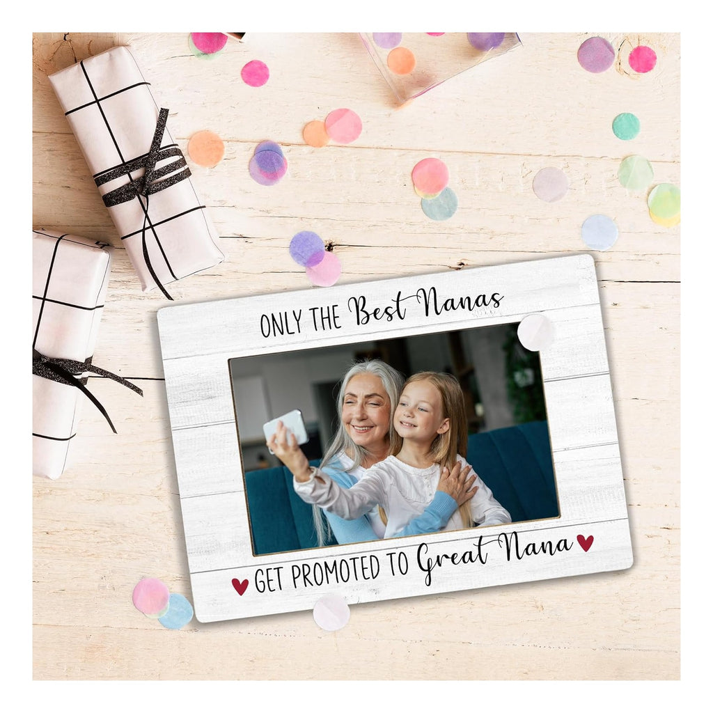Nana Picture Frame, Mother's Day Gifts for Great Nana, Pregnancy Announcement Photo Frame 4X6, Promoted to Great Nana Mothers Day Wooden Photo Picture Frames for Desk Tabletop Decor