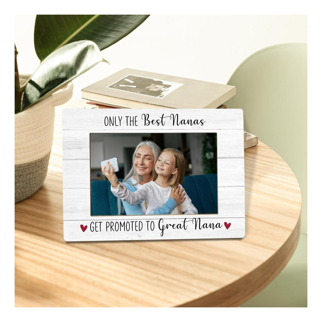 Nana Picture Frame, Mother's Day Gifts for Great Nana, Pregnancy Announcement Photo Frame 4X6, Promoted to Great Nana Mothers Day Wooden Photo Picture Frames for Desk Tabletop Decor