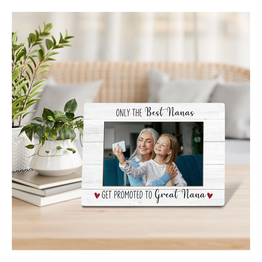 Nana Picture Frame, Mother's Day Gifts for Great Nana, Pregnancy Announcement Photo Frame 4X6, Promoted to Great Nana Mothers Day Wooden Photo Picture Frames for Desk Tabletop Decor