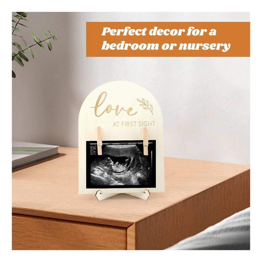 Picture Frame, Wooden Ultrasound Picture Frame, Double Sided Sonogram Photo Display, Congratulations Pregnancy Gift for Expecting Parents