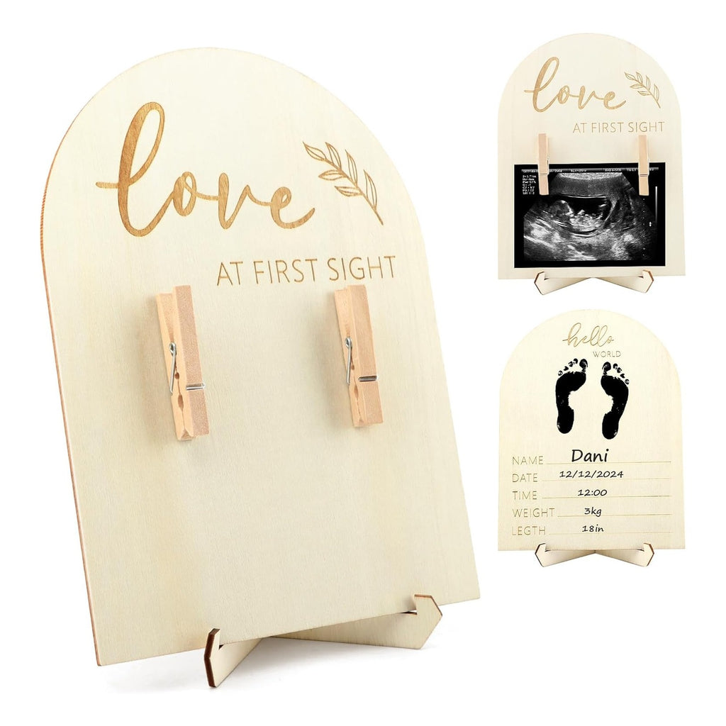 Picture Frame, Wooden Ultrasound Picture Frame, Double Sided Sonogram Photo Display, Congratulations Pregnancy Gift for Expecting Parents