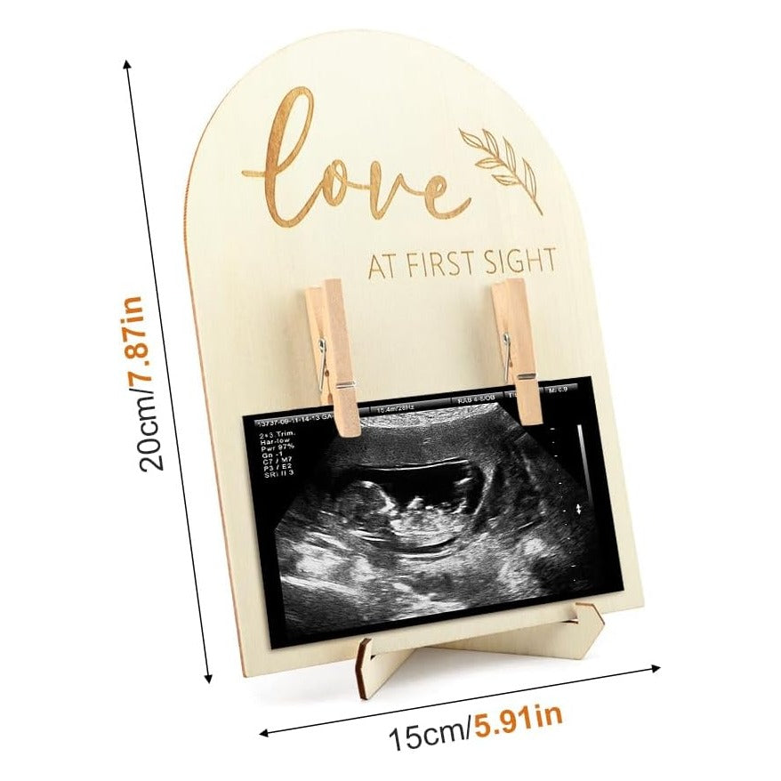Picture Frame, Wooden Ultrasound Picture Frame, Double Sided Sonogram Photo Display, Congratulations Pregnancy Gift for Expecting Parents