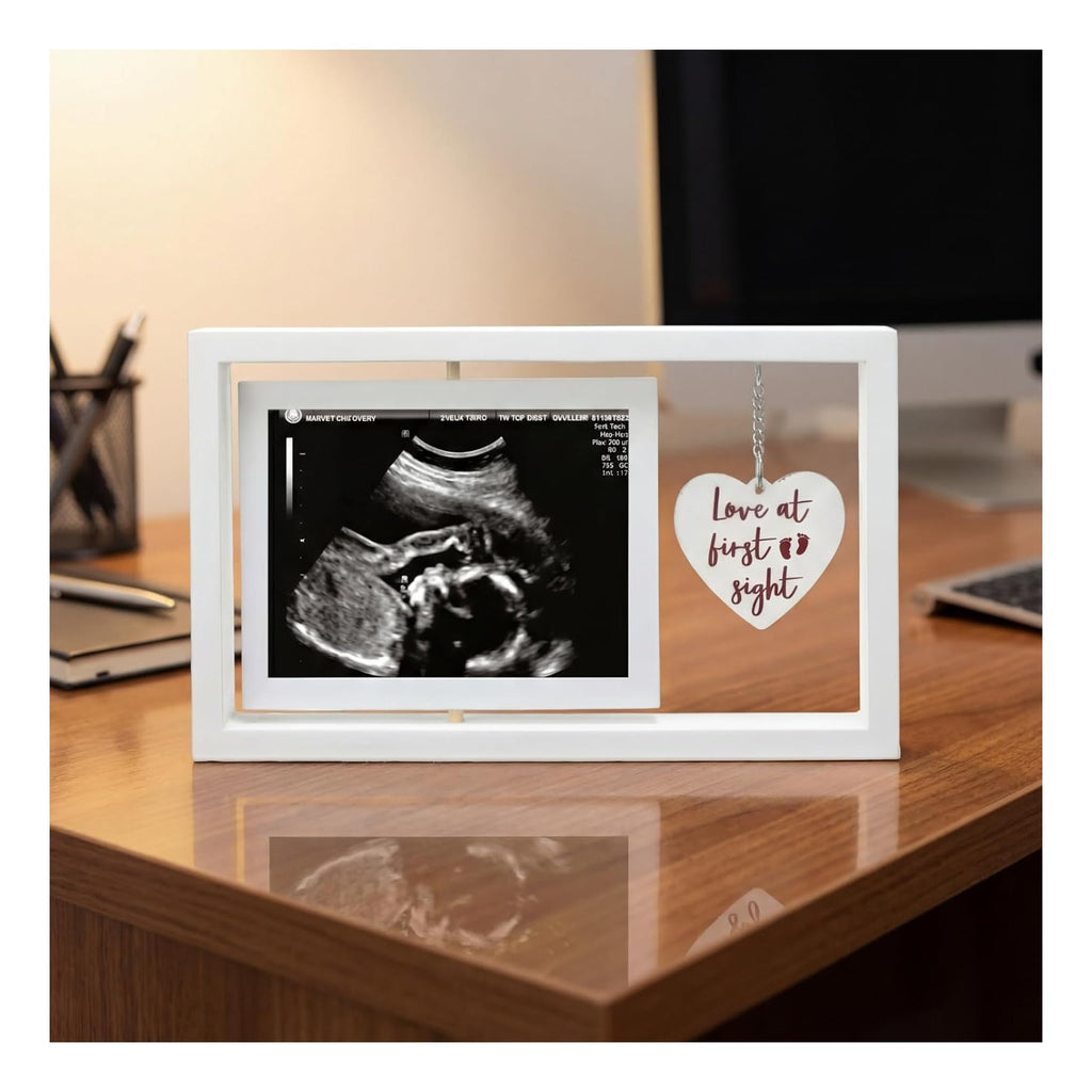 Ultrasound Picture Frames Love at First Sight Sonogram Picture Frame Rustic Gender Reveal Decorations Neutral Ultrasound 4''x3'' Photo Insert for Expecting Parents Pregnancy New Mom Gift