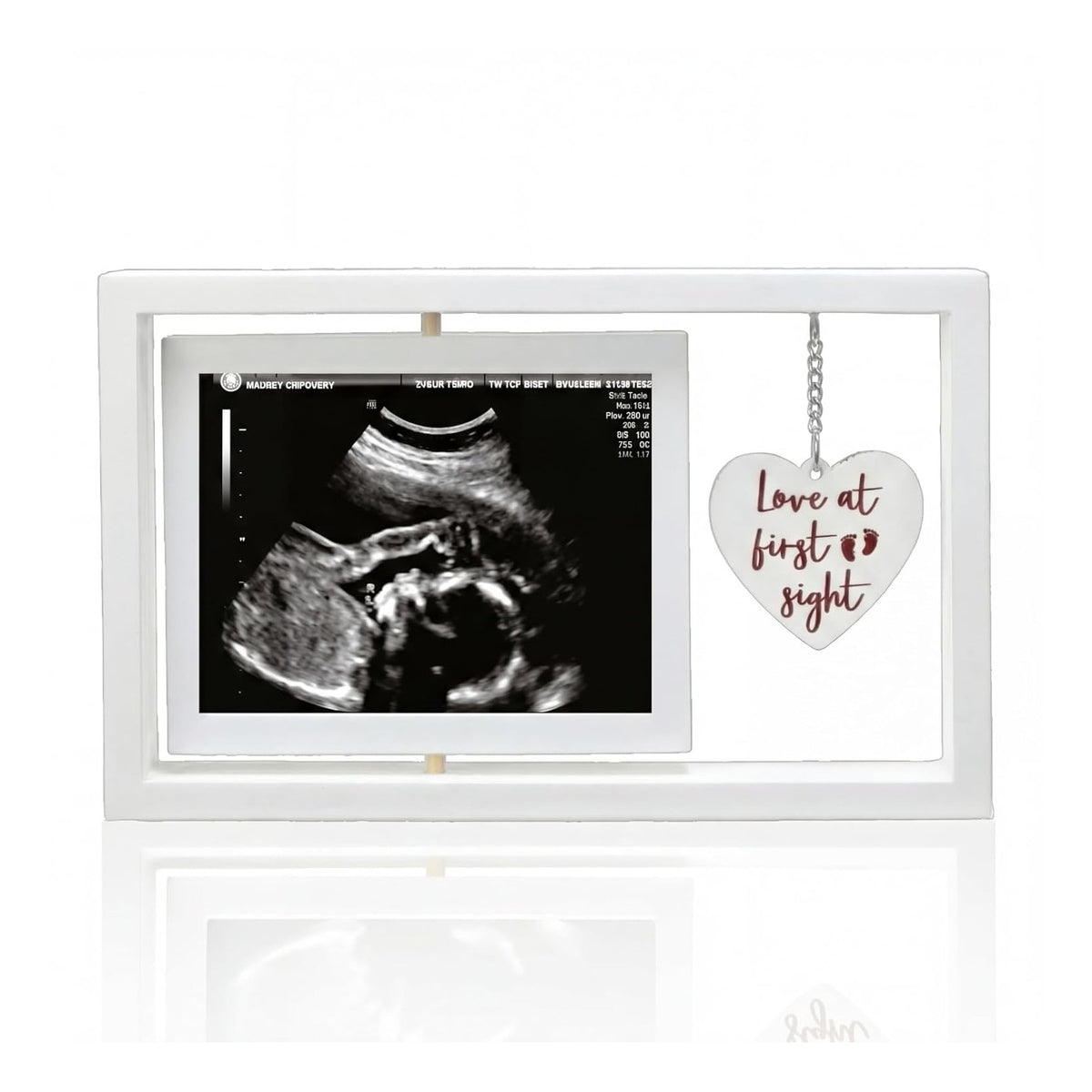 Ultrasound Picture Frames Love at First Sight Sonogram Picture Frame Rustic Gender Reveal Decorations Neutral Ultrasound 4''x3'' Photo Insert for Expecting Parents Pregnancy New Mom Gift