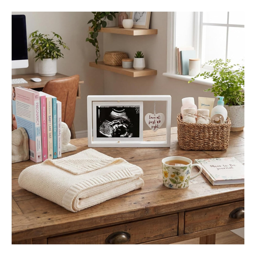Ultrasound Picture Frames Love at First Sight Sonogram Picture Frame Rustic Gender Reveal Decorations Neutral Ultrasound 4''x3'' Photo Insert for Expecting Parents Pregnancy New Mom Gift