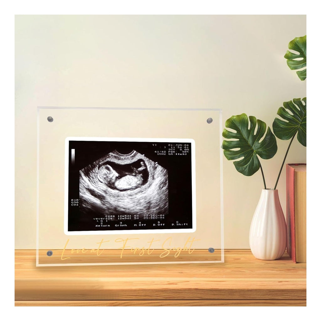 Ultrasound Picture Frame, Bright Photo Frame, Sonogram Love at First Sight Baby Keepsake Baby Announcement, Birth Information, Expecting Mom Parents to be Unique Gifts for Pregnant