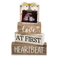4 Pcs Ultrasound Picture Frame Gender Reveal Gifts for Parents Wooden Sonogram Pregnancy Keepsake Love at First Heartbeat Baby Shower Gifts for First Mothers Day Nursery Decor