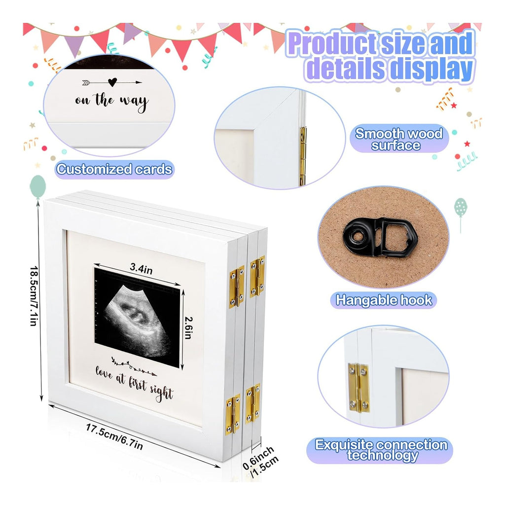 Picture Frame Quadruple Ultrasound Picture Frame 4 Folding Pregnancy Keepsake Photo for Pregnancy Announcements First Time to Be Dad Mom Gifts Gender Nursery Baby Gift