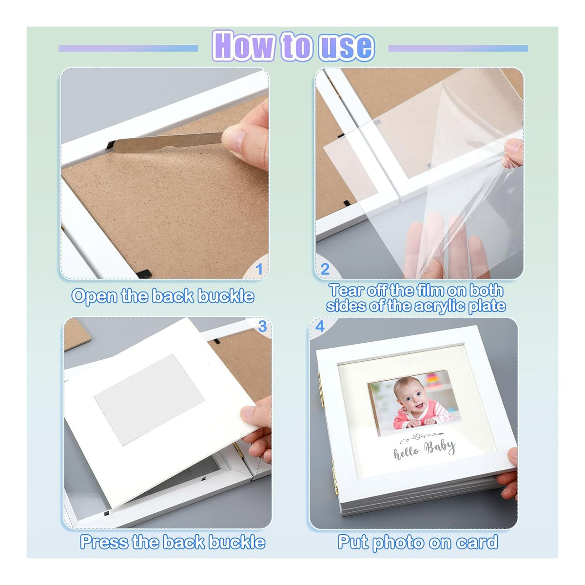 Picture Frame Quadruple Ultrasound Picture Frame 4 Folding Pregnancy Keepsake Photo for Pregnancy Announcements First Time to Be Dad Mom Gifts Gender Nursery Baby Gift