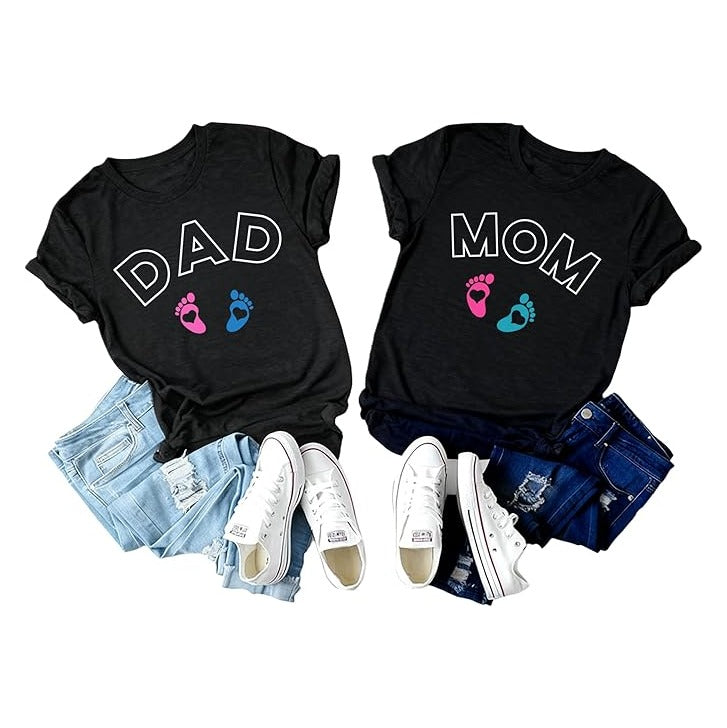 Visit the Qkdemfa Store Dad Shirt Mom Shirt: Mom and Dad Shirts Pregnancy Announcement Tshirt Gender Reveal Family Matching Couple Outfits