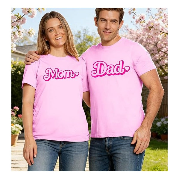 Dad Shirt Mom Shirts Pink Birthday Girl Matching Family Tshirts Cute Girls Boys Birthday Party Casual Tee Tops