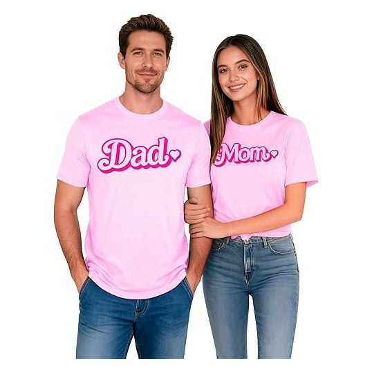 Dad Shirt Mom Shirts Pink Birthday Girl Matching Family Tshirts Cute Girls Boys Birthday Party Casual Tee Tops