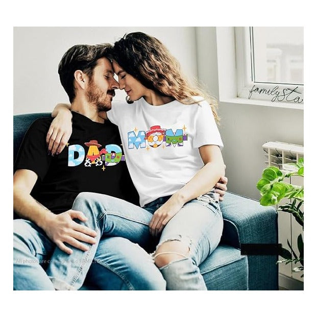 Toy Dad Shirt Toys Mom T-Shirts Funny Mama and Dada Shirts Matching Birthday Top Family Vacation Cartoon Tee