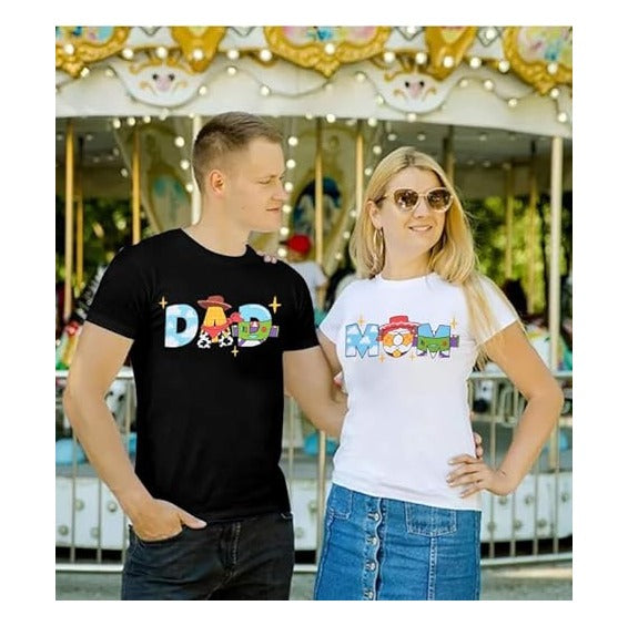 Toy Dad Shirt Toys Mom T-Shirts Funny Mama and Dada Shirts Matching Birthday Top Family Vacation Cartoon Tee