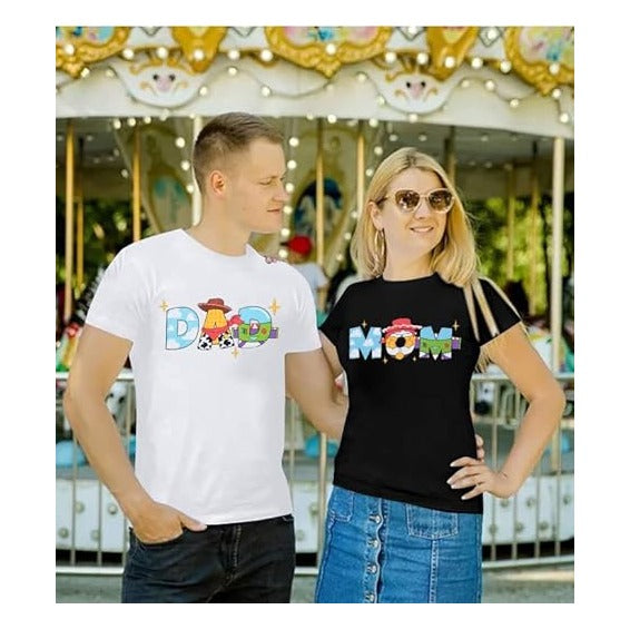 Toy Dad Shirt Toys Mom T-Shirts Funny Mama and Dada Shirts Matching Birthday Top Family Vacation Cartoon Tee